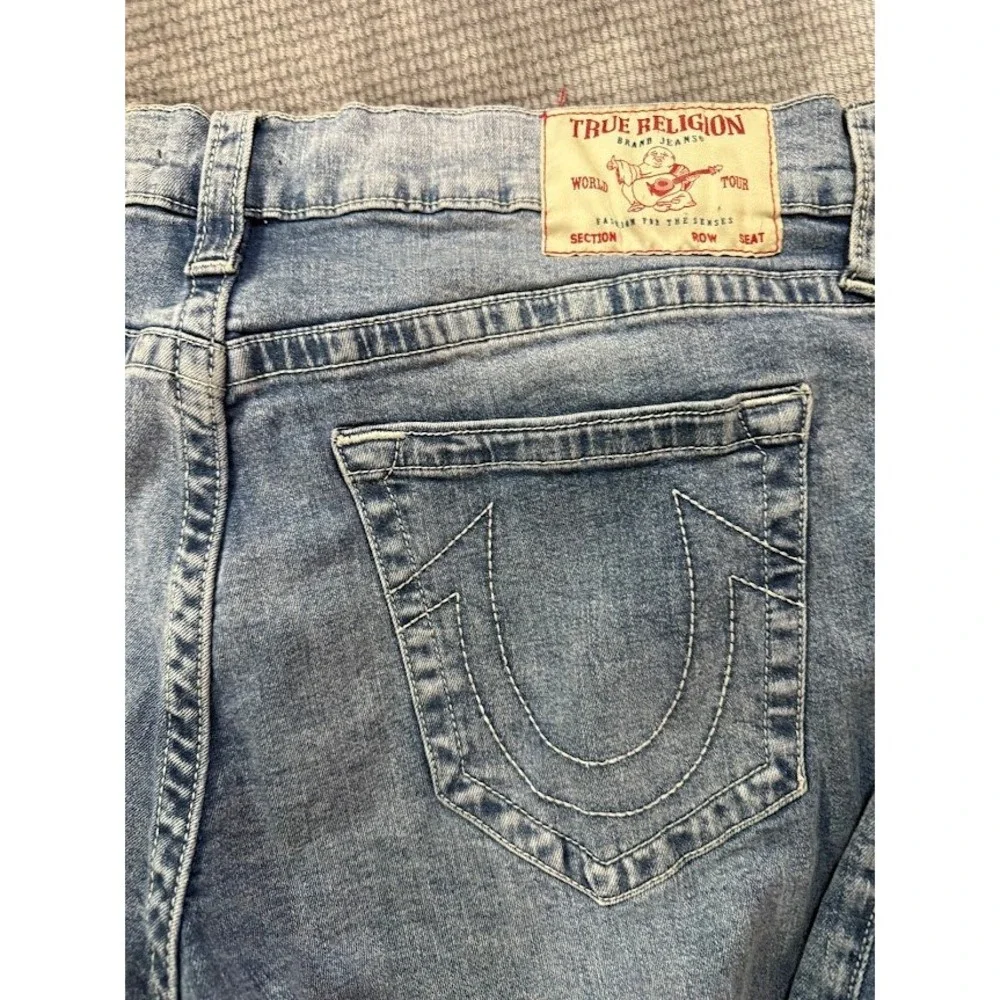 True Religion Ricky Relaxed Straight No FlapJeans Light Wash Blue Mens 38x31